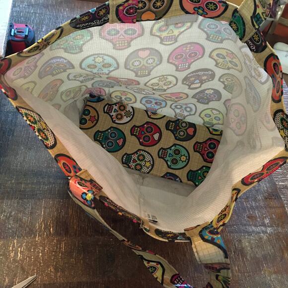 Consuela Grab N' Go Basic Sugar Skulls Tote Bag Everyday Yellow Retired Print - Picture 11 of 12